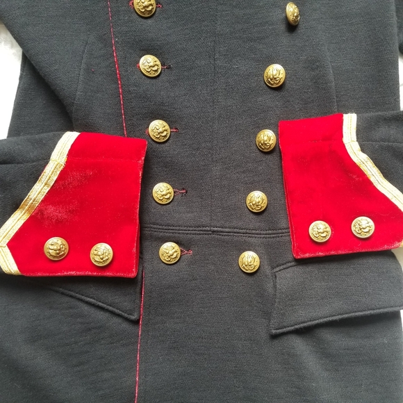 Denim & Supply Ralph Lauren Navy Military Jacket Red Velvet Gold Buttons - Picture 4 of 10